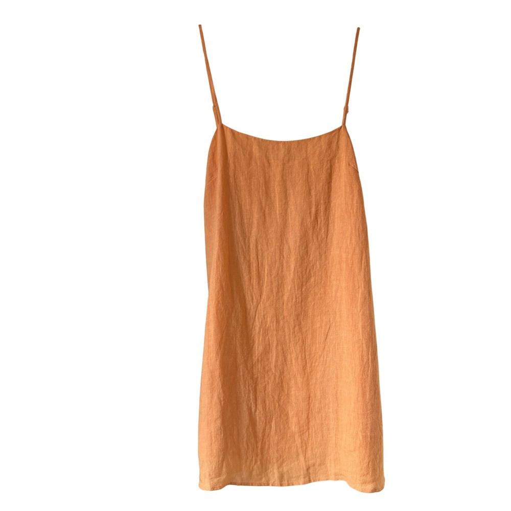SOLAI Sicily Linen Mini Sundress in Peach Women's M Spaghetti Strap EUC